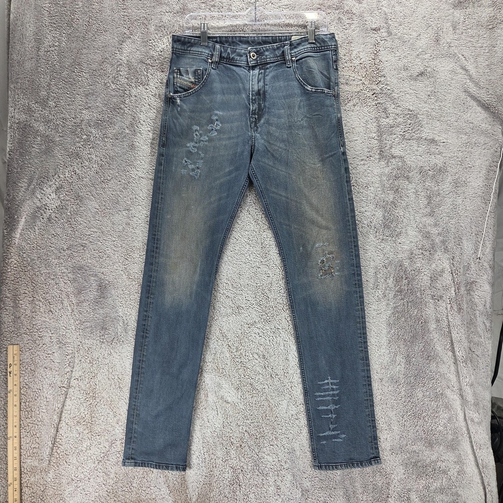Diesel Jeans Mens 29x32 Blue Krayver Regular Slim Carrot Zip Fly Stretch R48XU